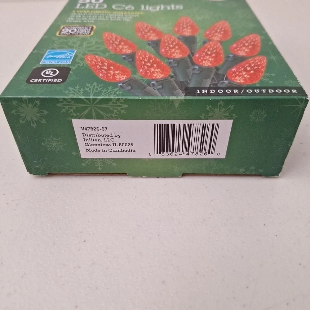 Sylvania 50 Red LED Lights C6 Steady Lit Indoor/Outdoor NEW